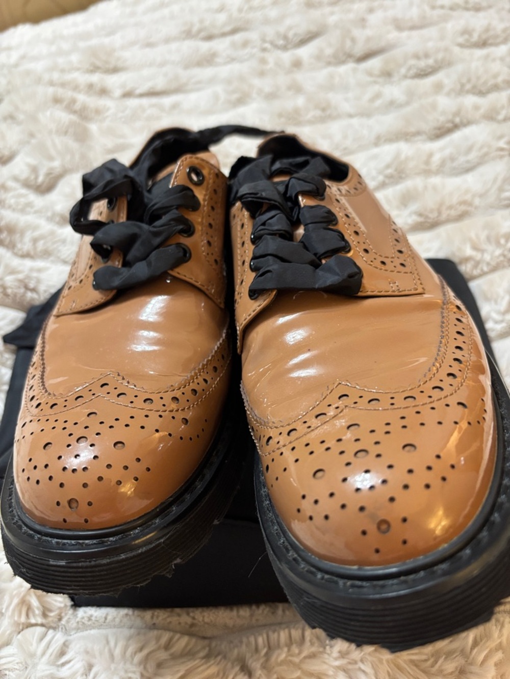 PRADA Patent leather wing tip brogue Platform Sneakers/shoesSz 38 1/2 Orig. $795 - Picture 7 of 7